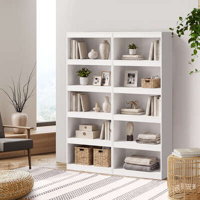5 Tier Bookshelf Storage White 60x29.5x160cm