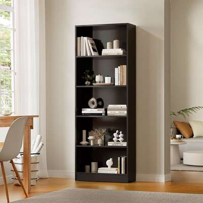 Bookshelf Display Shelf 5-Tier Black
