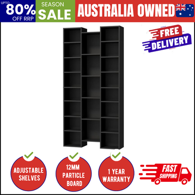 Bookshelf Display Storage Rack for CD DVD Media Organizer Black