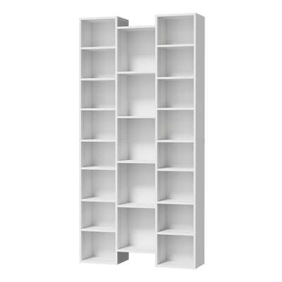 Bookshelf Display Storage Rack for CD DVD Media Organizer White