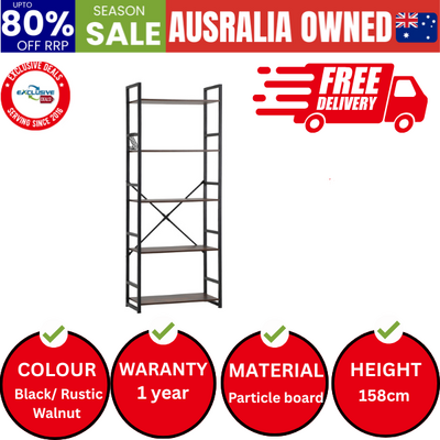 Display Shelf 5-Tier Shelves Bookshelf Storage Bookcase Stand Rack 60CM