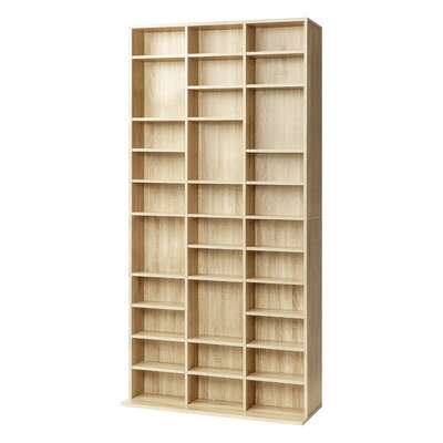 Media Storage Bookshelf Wooden Bookcase 36-Shelf Natural 95x24x194.5cm