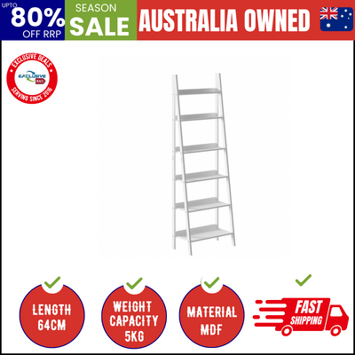 Bookshelf 6 Tier Corner Ladder Shelf Home Storage Display Rack White