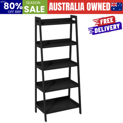 Corner Bookshelf 5 Tier Black 62x40x152cm