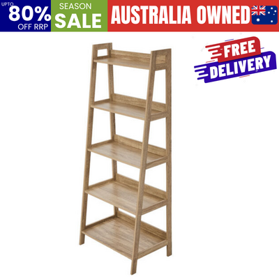 Corner Bookshelf 5 Tier Natural 62x40x152cm