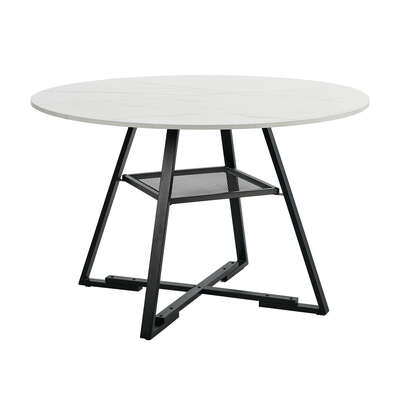 Round Dining Table 120cm Marble Effect Wooden Kitchen Furniture Home Dining