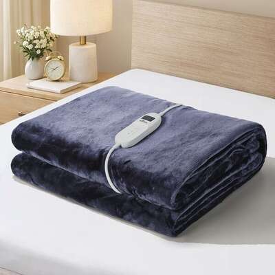 Bedding Electric Throw Heated Blanket Fleece Purple 160x130cm Washable