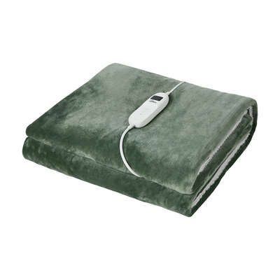 Bedding Electric Throw Dual-Sided Heated Blanket Flannel Sherpa Green 160x130cm