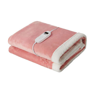 Bedding Electric Throw Dual-Sided Heated Blanket Flannel Sherpa Pink 160x130cm