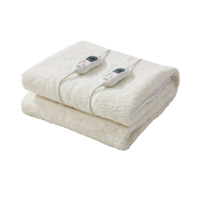 King Size Electric Blanket Bedding Collection Fitted Fleece Underlay White 3-Heat Timer
