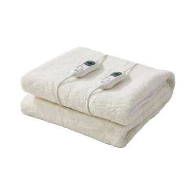 Queen Electric Blanket Bedding Collection Fitted Fleece Underlay White 3-Heat Timer