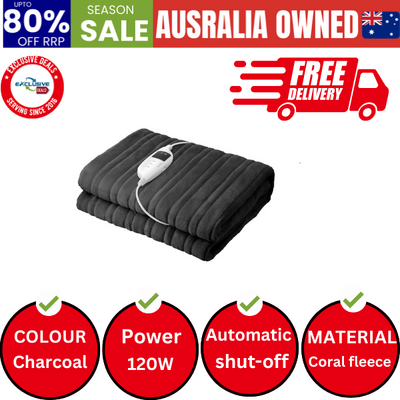 Electric Blanket Washable Heated Throw Rug Coral Fleece