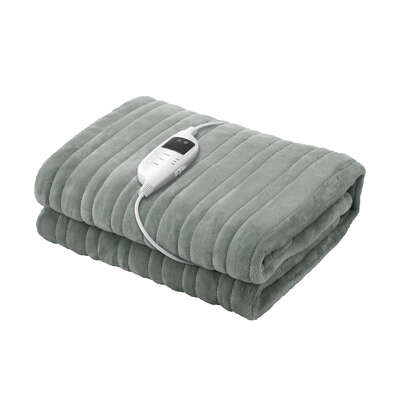 Electric Heated Blanket Washable Throw Rug Coral Fleece Light Green