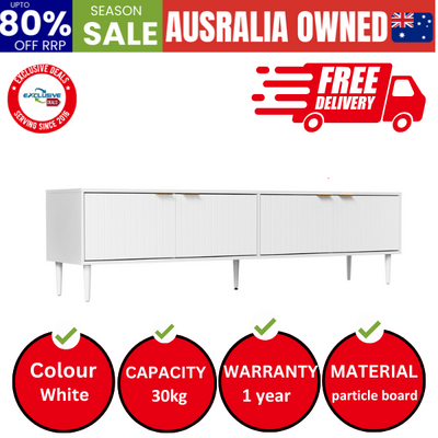 TV Cabinet Entertainment Unit Four Door 180cm White