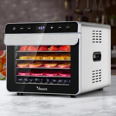 Vevare Food Dehydrators Stainless Steel Jerky Dehydrator Fruit Dryer 6 Trays
