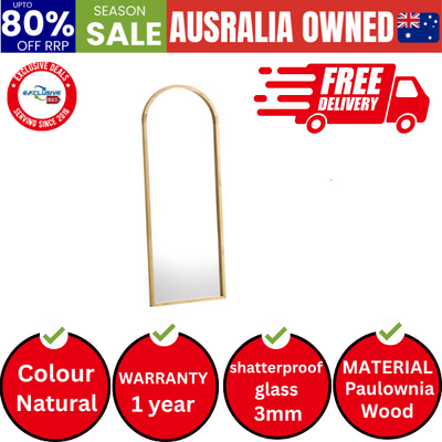 Full Length Mirror Arched Wooden 166x60cm