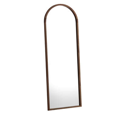 Wooden Full Length Mirror 166x60cm Arched Floor Mirrors Brown