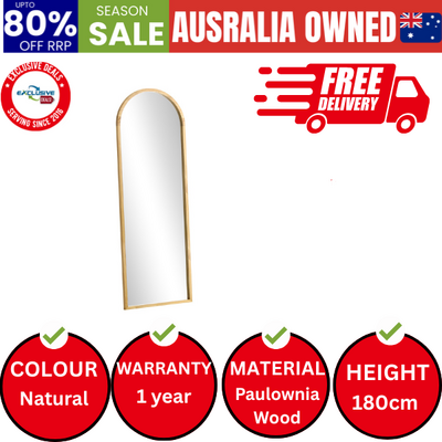 Wooden Full Length Mirror 180x70cm Arched Floor Mirrors
