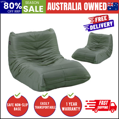 2X Floor Sofa Lounge Caterpillar Lazy Couch Single Chair Pouffe Green