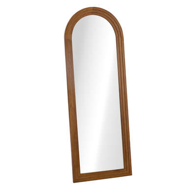 Full Length Arch Mirror 165x60cm Brown Wood Wall Mounted