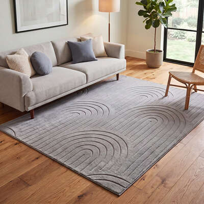 Grey Geometric Jacquard Rug 160x230cm | EXTG