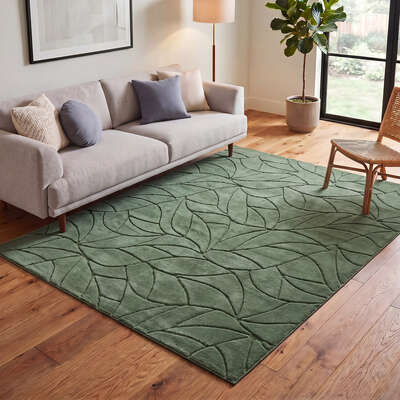 Green Leaf Jacquard Rug 160x230cm | EXTG