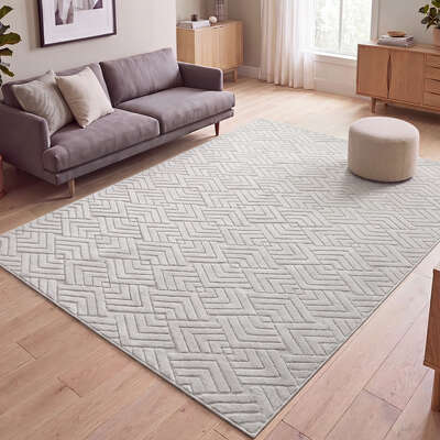 Jacquard Geometric Rug 200x290cm Ivory Cream | EXTG
