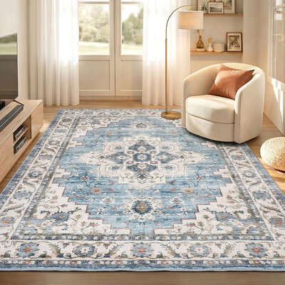 Blue Persian Rug Washable Non-Slip 200x290cm | EXTG