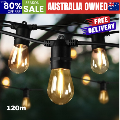 120M LED Festoon String Lights Christmas Wedding Party Outdoor Waterproof