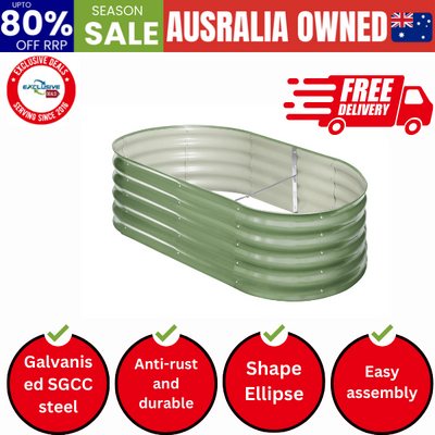 Garden Bed 160x80x42cm Planter Box Raised Container Galvanised Green