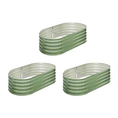 3x Garden Bed 160x80x42cm Planter Box Raised Container Galvanised Green