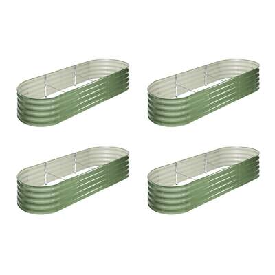 4x Garden Bed 240x80x42cm Planter Box Raised Container Galvanised Green