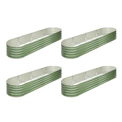 4x Garden Bed 320x80x42cm Planter Box Raised Container Galvanised Green