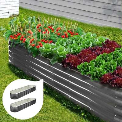 2X Garden Bed Galvanised Garden Bed 320X80X42CM