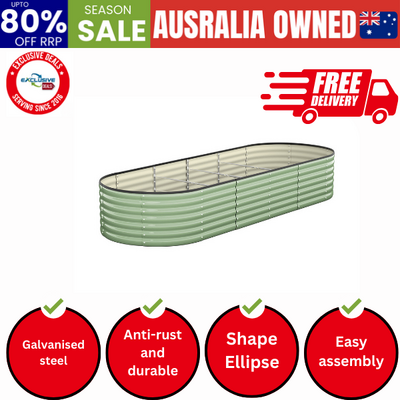 Garden Bed 240x80x56cm Planter Box Raised Container Galvanised Green