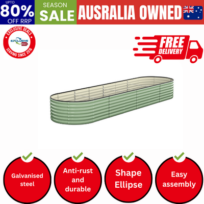 Garden Bed 320x80x56cm Planter Box Raised Container Galvanised Green