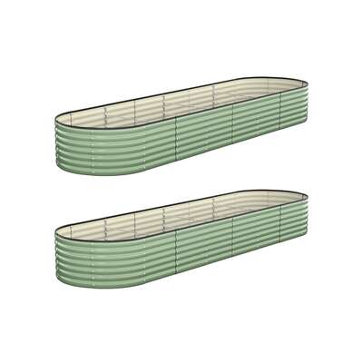 2x Garden Bed 320x80x56cm Planter Box Raised Container Galvanised Green