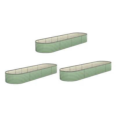 3x Garden Bed 320x80x56cm Planter Box Raised Container Galvanised Green