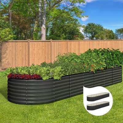 Set of 2 Galvanised Steel Garden Beds  320x80x56cm
