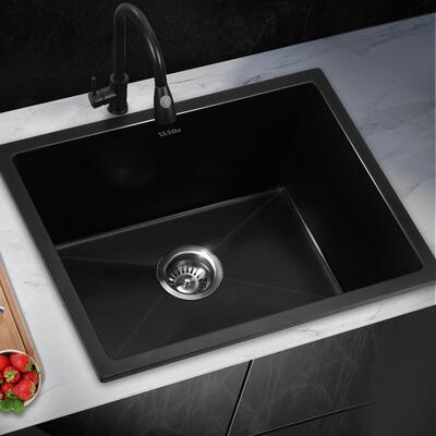 Kitchen Sink 55x45cm Granite Stone Sink Laundry Basin Single Bowl Black