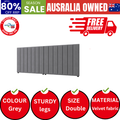 Bed Frame Headboard Double Queen King Size Head Bedhead Grey Velvet