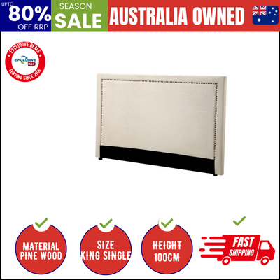 King Single Bed Headboard Bedhead Bedroom Furniture - Beige