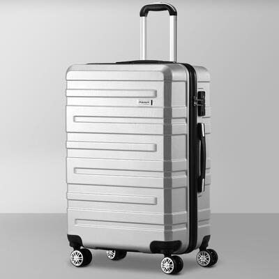 28" Luggage Suitcase Trolley Set Travel TSA Lock Storage Hard Case Silver