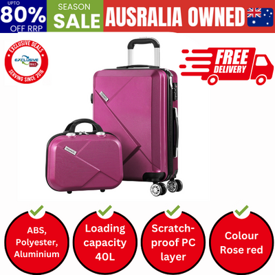 28" Luggage Suitcase Trolley Set Travel TSA Lock Red