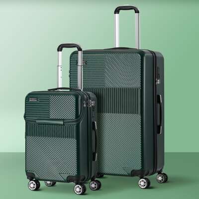 2-Piece Hard Shell Luggage Set TSA Lock Green | EXTG