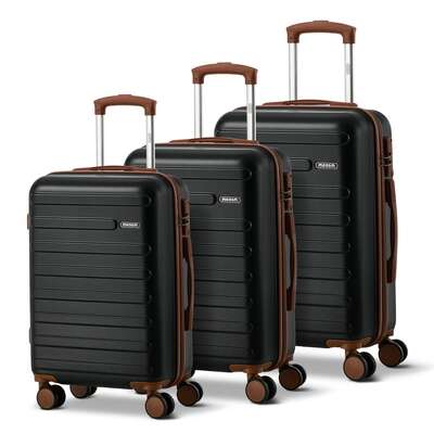 Spinner Luggage Suitcase Set Travel Collection ABS Hard Shell TSA Lock 20 24 28 Inch Black 3 Piece