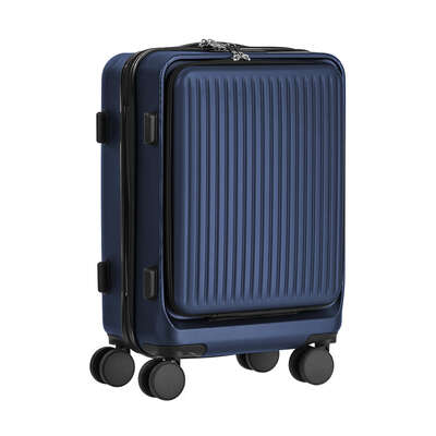 Travel Luggage 20" Suitcase Front-Opening ABS Hard Case Navy TSA Lock