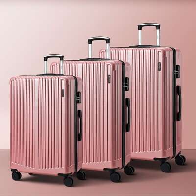 3PCS Luggage Suitcase Trolley Set Travel TSA Lock ABS Case Pink