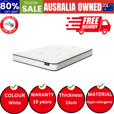 King Single Mattress Tight Top Bed Bonnell Spring Foam 13CM