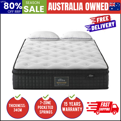 Queen Mattress Cool Gel Foam Pocket Spring 34CM with Pillows